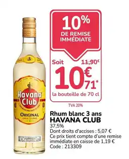 Promocash HAVANA CLUB Rhum blanc 3 ans offre