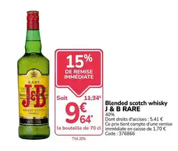 Promocash J&B RARE Blended scotch whisky offre