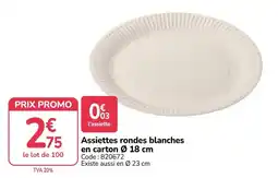 Promocash Assiettes rondes blanches en carton offre