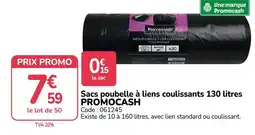 Promocash Promocash Sacs poubelle à liens coulissants offre
