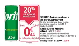 Promocash Sprite Citron-Citron Vert offre