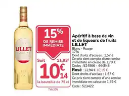 Promocash LILLET Apéritif à base de vin et de liqueurs de fruits offre