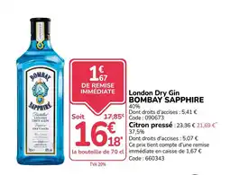 Promocash BOMBAY SAPPHIRE London Dry Gin offre