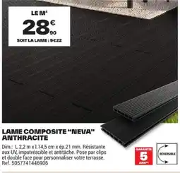 Brico Dépôt LAME COMPOSITE "NEVA" ANTHRACITE offre