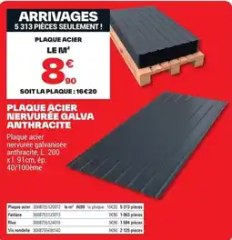 Brico Dépôt PLAQUE ACIER NERVURÉE GALVA ANTHRACITE offre