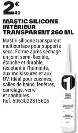 Brico Dépôt 1 Mastic silicone intérieur transparent offre