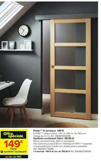 Castorama Porte*** 4 carreaux offre