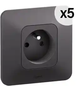 Brico Dépôt Lot 5 prises encastrables 2p+t noires offre