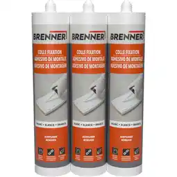 Brico Dépôt Brenner lot 3 colles blanches acryliques 290ml offre