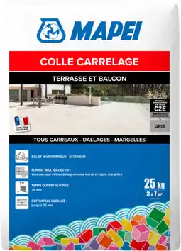 Brico Dépôt Mortier-colle gris terrasse balcon 25 kg offre