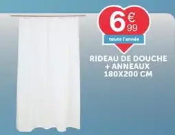 Centrakor Rideau de douche + anneaux offre