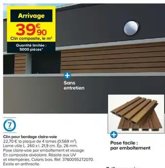 Castorama Clin pour bardage claire-voie offre
