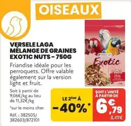 Animalis VERSELE LAGA MÉLANGE DE GRAINES EXOTIC NUTS offre
