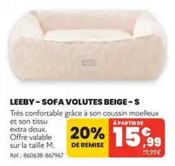Animalis LEEBY SOFA VOLUTES BEIGE offre