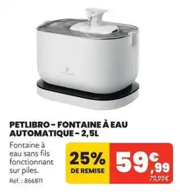 Animalis PETLIBRO FONTAINE À EAU AUTOMATIQUE offre