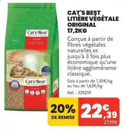 Animalis Cat's Best Litière végétale Original offre