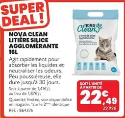 Animalis NOVA CLEAN LITIÈRE SILICE AGGLOMÉRANTE offre