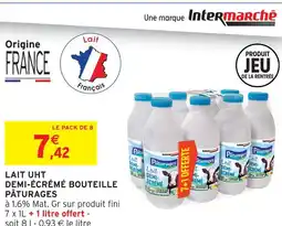 Intermarché Hyper Pâturages lait uht demi-écrémé bouteille offre