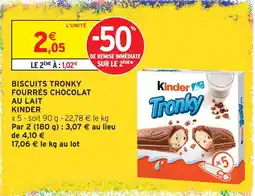 Intermarché Hyper Kinder biscuits tronky fourrés chocolat au lait offre