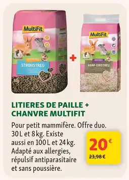 Maxi Zoo Multifit litières de paille + chanvre offre