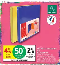 Intermarché Hyper Exacompta lot de 2 classeurs a4 offre