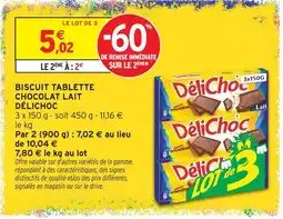 Intermarché Hyper Délichoc biscuit tablette chocolat lait offre
