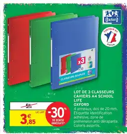 Intermarché Hyper Oxford lot de 3 classeurs souples a4 school life offre