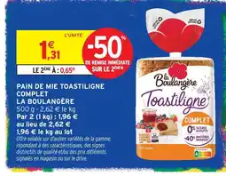 Intermarché Hyper La boulangère pain de mie toastiligne complet offre