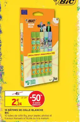 Intermarché Hyper Bic 10 bâtons de colle blanche offre