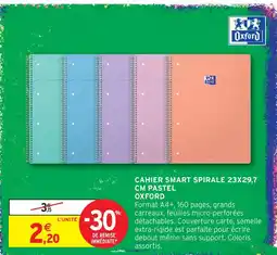Intermarché Hyper Oxford cahier smart spirale 23x29,7 cm pastel offre