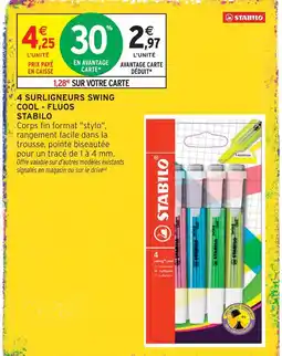 Intermarché Hyper Stabilo 4 surligneurs swing cool - fluos offre