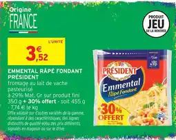 Intermarché Hyper Président emmental râpé fondant offre