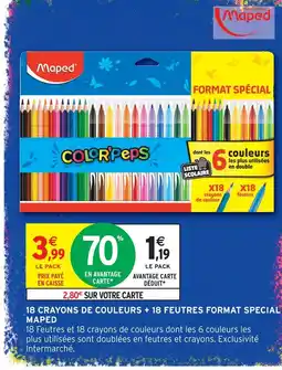 Intermarché Hyper Maped 18 crayons de couleurs + 18 feutres format spécial offre