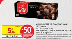Intermarché Côte d'or mignonnette de chocolat noir offre