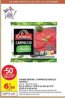 Intermarché Charal viande bovine : carpaccio basilic offre