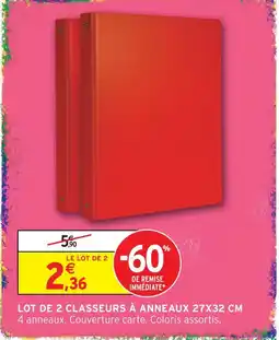 Intermarché Hyper Lot de 2 classeurs à anneaux 27x32 cm offre