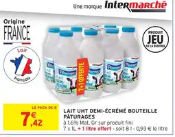 Intermarché Pâturages lait uht demi-écrémé bouteille offre