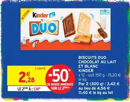 Intermarché Hyper Kinder biscuits duo chocolat au lait et blanc offre