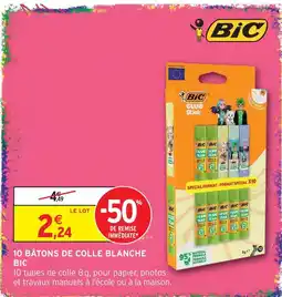 Intermarché Bic 10 bâtons de colle blanche offre