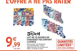 Intermarché Hyper Lot de 15 paires de chaussettes enfant licence offre