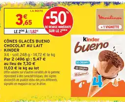Intermarché Hyper Kinder cônes glacés bueno chocolat au lait offre