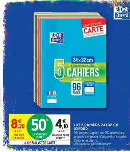 Intermarché Oxford lot 5 cahiers 24x32 cm offre