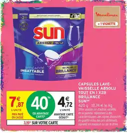 Intermarché Sun capsules lave-vaisselle absolu tout en 1 x28 brillance offre