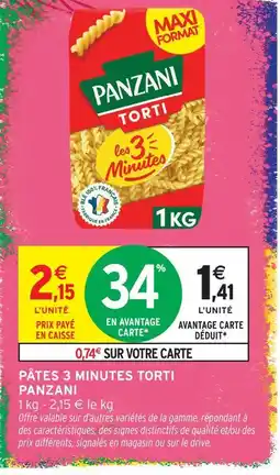 Intermarché Panzani pâtes 3 minutes torti offre