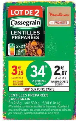 Intermarché Cassegrain lentilles préparées offre