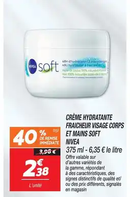 Netto Soft nivea crème hydratante fraîcheur visage corps et mains offre