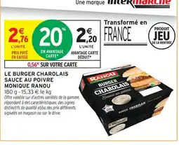 Intermarché Monique ranou le burger charolais sauce au poivre offre