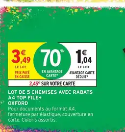 Intermarché Oxford lot de 5 chemises avec rabats a4 top file+ offre