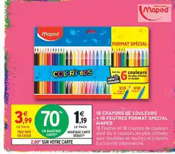 Intermarché Maped 18 crayons de couleurs + 18 feutres format spécial offre