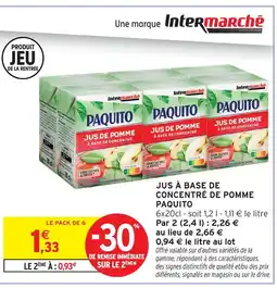 Intermarché Paquito jus à base de concentré de pomme offre